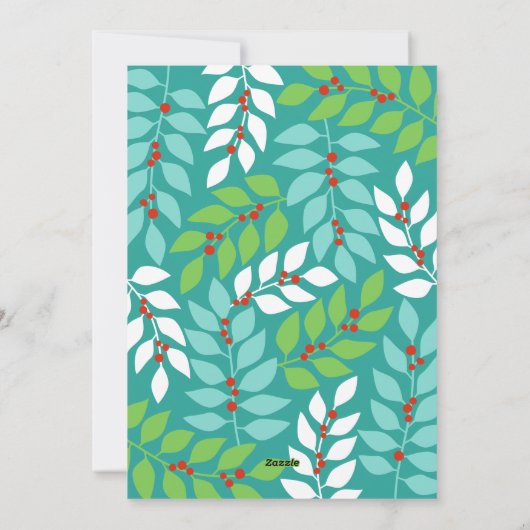 Script JOY - Modern Aqua White met Business Logo Feestdagenkaart (Achterkant)