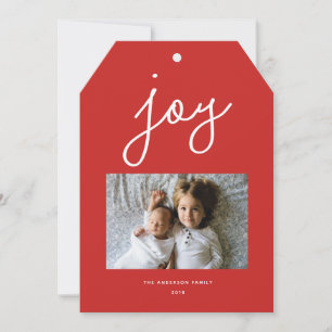 Script Joy Persoonlijke Rode Kerst Foto Wenskaart Feestdagenkaart