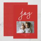 Script Joy Persoonlijke Rode Vakantie Foto Kaart (Voorkant / Achterkant)