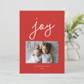Script Joy Persoonlijke Rode Vakantie Foto Kaart (Staand voorkant)