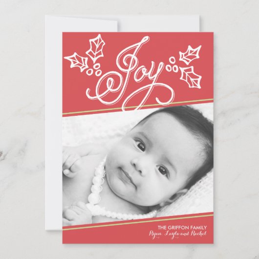 Script Joy Red | Kaart voor Kerstmis (Voorkant)