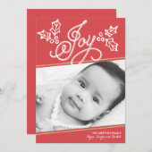 Script Joy Red | Kaart voor Kerstmis (Voorkant / Achterkant)