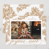 Script Joyeux Noel Gold Foliage-fotokaart Feestdagenkaart (Voorkant / Achterkant)