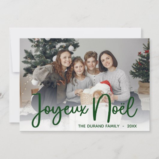Script Joyeux Noel Photo Holiday Card Feestdagenkaart (Voorkant)