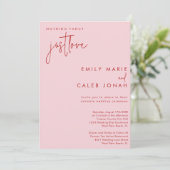 Script Just Love Pink Intimate Wedding Courthouse Kaart (Staand voorkant)