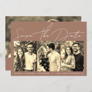 Script kalligrafie 3 sepia foto collage mocha save the date