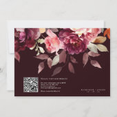 Script kalligrafie Boeket Bloem Burgundy Bruiloft Kaart (Achterkant)