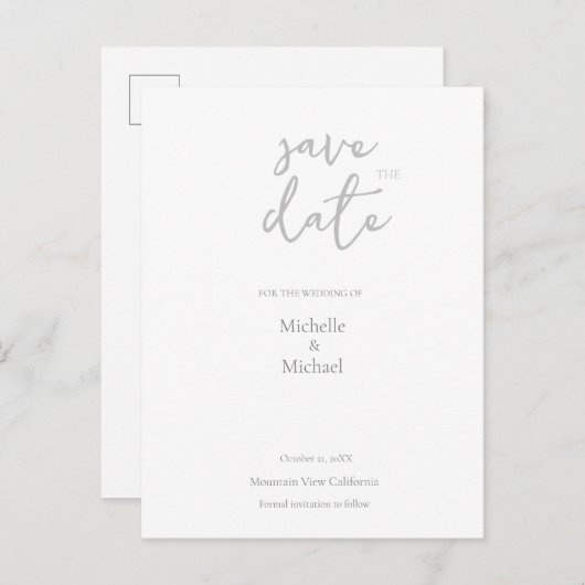 Script Kalligrafie Bruiloft Modern Save the Date Aankondigingskaart (Voorkant / Achterkant)