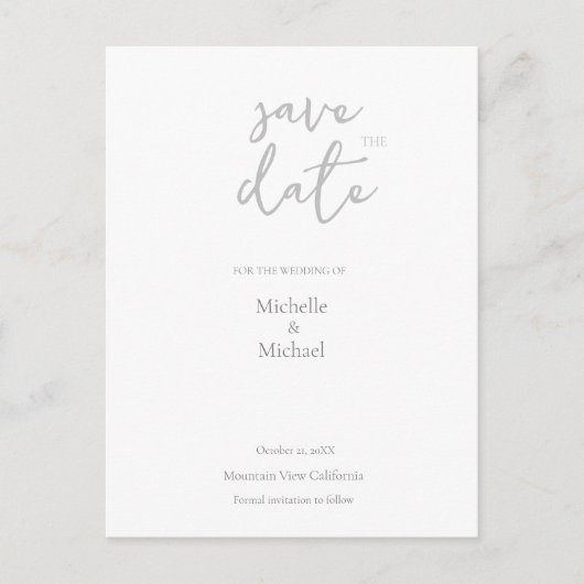 Script Kalligrafie Bruiloft Modern Save the Date Aankondigingskaart (Voorkant)