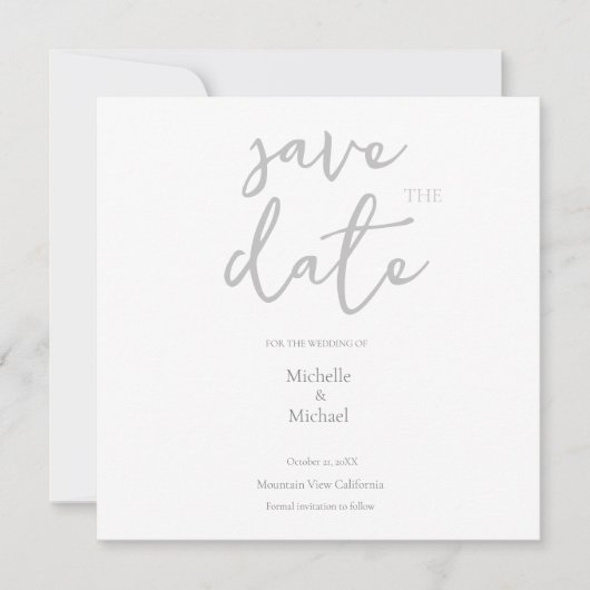 Script Kalligrafie Bruiloft Modern Save the Date Bedankkaart (Voorkant)