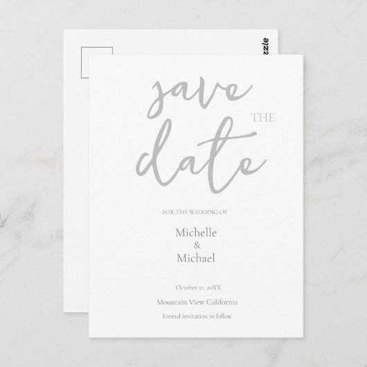 Script Kalligrafie Bruiloft Modern Save the Date Briefkaart (Voorkant / Achterkant)