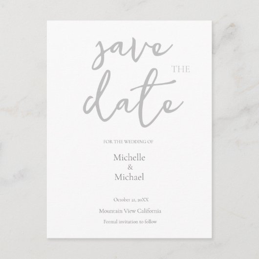 Script Kalligrafie Bruiloft Modern Save the Date Briefkaart (Voorkant)
