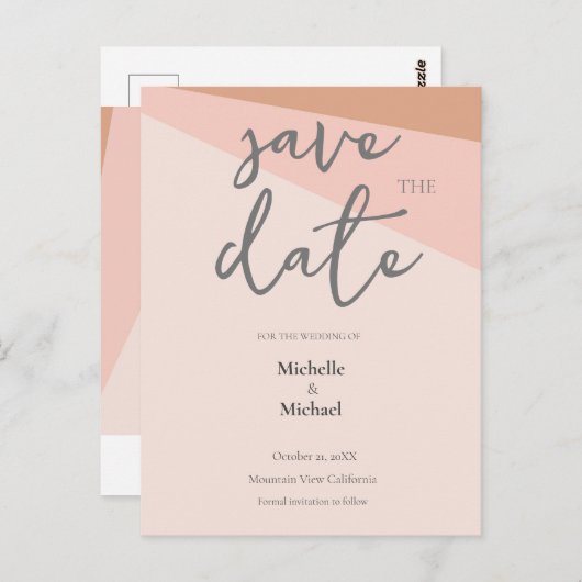 Script Kalligrafie Bruiloft Modern Save the Date Briefkaart (Voorkant / Achterkant)