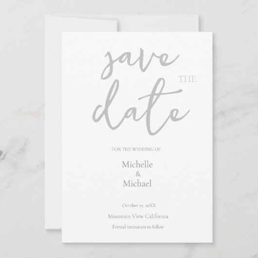 Script Kalligrafie Bruiloft Modern Save the Date Kaart (Voorkant)
