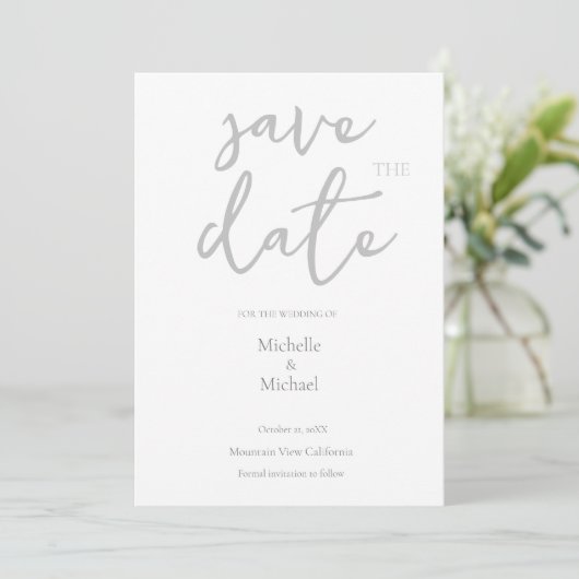 Script Kalligrafie Bruiloft Modern Save the Date Kaart (Staand voorkant)