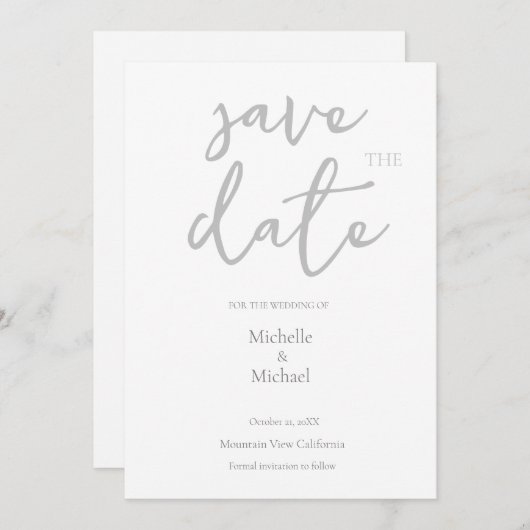 Script Kalligrafie Bruiloft Modern Save the Date Kaart (Voorkant / Achterkant)