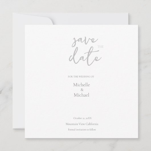 Script Kalligrafie Bruiloft Modern Save the Date Kaart (Voorkant)