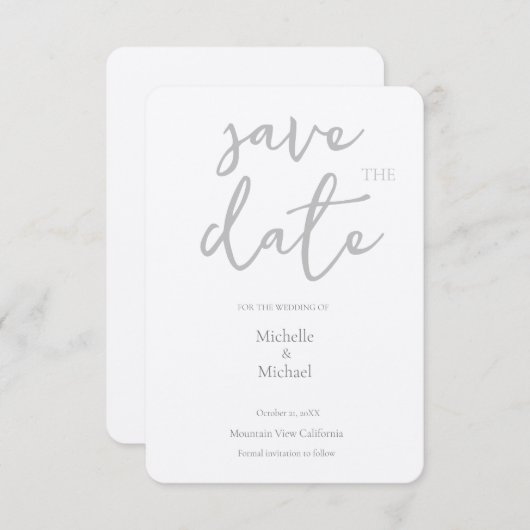 Script Kalligrafie Bruiloft Modern Save the Date RSVP Kaartje (Voorkant / Achterkant)