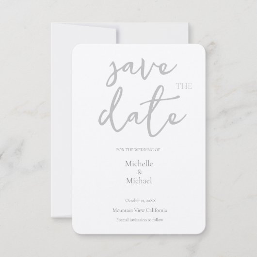 Script Kalligrafie Bruiloft Modern Save the Date RSVP Kaartje (Voorkant)