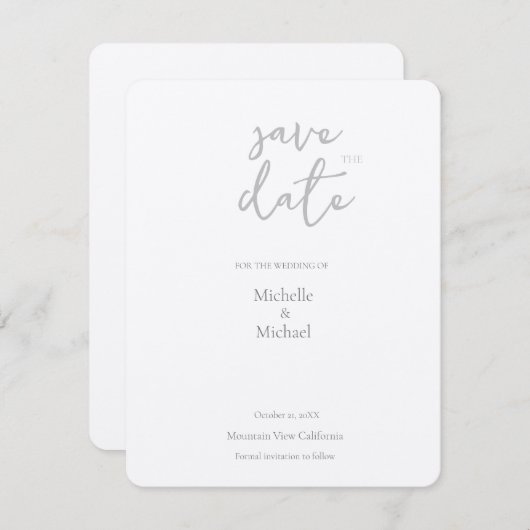 Script Kalligrafie Bruiloft Modern Save the Date RSVP Kaartje (Voorkant / Achterkant)