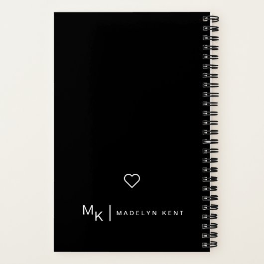 Script kalligrafie gepersonaliseerd zwart-wit notitieboek (Achterkant)