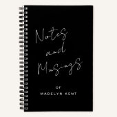 Script kalligrafie gepersonaliseerd zwart-wit notitieboek (Voorkant)