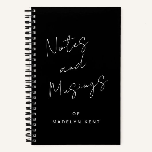 Script kalligrafie gepersonaliseerd zwart-wit notitieboek (Voorkant)