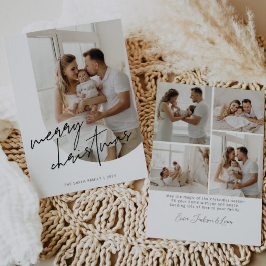 Script kalligrafie kerst boog foto feestdagenkaart