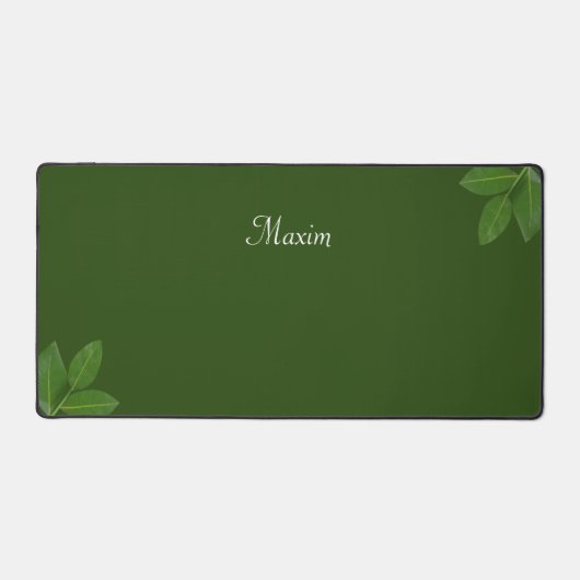Script kalligrafie & laurierbladeren op bosgroen bureaumat (Voorkant)