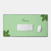 Script kalligrafie & laurierbladeren op limoengroe bureaumat (Keyboard & Muis)
