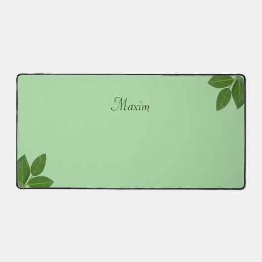 Script kalligrafie & laurierbladeren op limoengroe bureaumat (Voorkant)