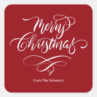 Script Kalligrafie Merry Christmas Square Sticker