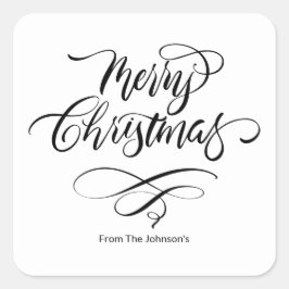 Script Kalligrafie Merry Christmas Square Sticker