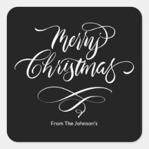 Script Kalligrafie Merry Christmas Square Sticker