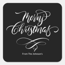 Script Kalligrafie Merry Christmas Square Sticker