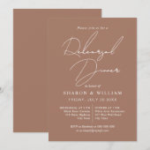 Script kalligrafie mocha brown repetitie diner kaart (Voorkant / Achterkant)