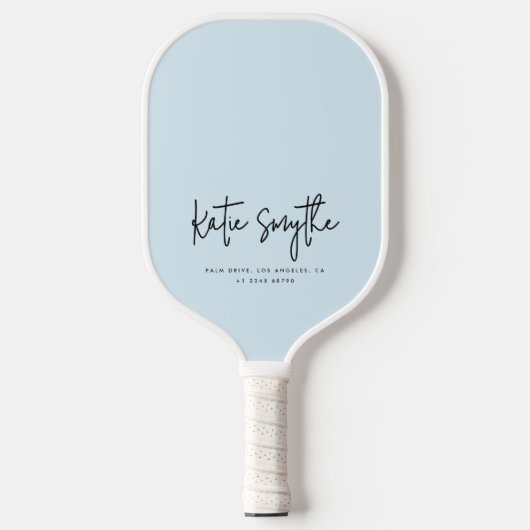 Script Kalligrafie Naam Minimalist Chic Light Blue Pickleball Paddle (Voorkant)