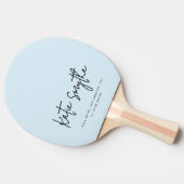 Script Kalligrafie Naam Minimalist Light Blue Tafeltennisbatje (Zijkant)