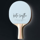 Script Kalligrafie Naam Minimalist Light Blue Tafeltennisbatje<br><div class="desc">Script Kalligrafie Naam Minimalistisch Licht Blauw Ping Pong Paddle</div>