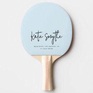 Script Kalligrafie Naam Minimalist Light Blue Tafeltennisbatje