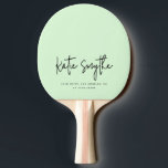 Script Kalligrafie Naam Minimalist Sage Green Tafeltennisbatje<br><div class="desc">Script Kalligrafie Naam Minimalist Sage Green Ping Pong Paddle</div>