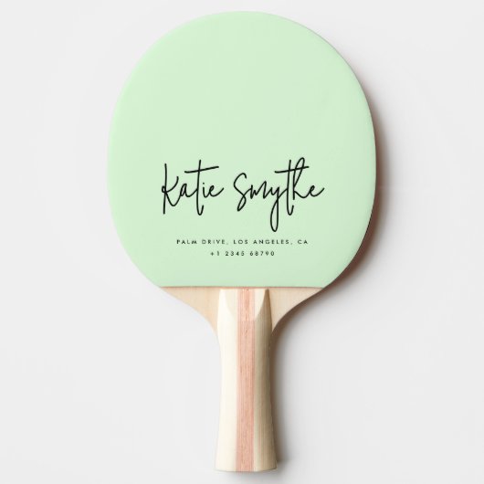 Script Kalligrafie Naam Minimalist Sage Green Tafeltennisbatje (Voorkant)