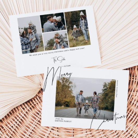 Script Kalligrafie Portret Kerst Foto Feestdagenkaart