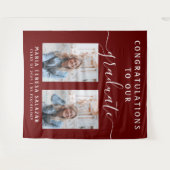 Script kalligrafie twee foto afstuderen | Maroon Wandkleed (Voorkant (horizontaal))