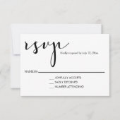 Script kalligrafie zwart en wit RSVP kaartje (Voorkant)