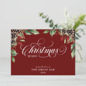 Script Kerst Bedrijfslogo Feestdagenkaart (Staand voorkant)