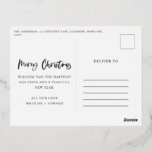 script kerstmis foto folie feestdagen briefkaart (Achterkant)