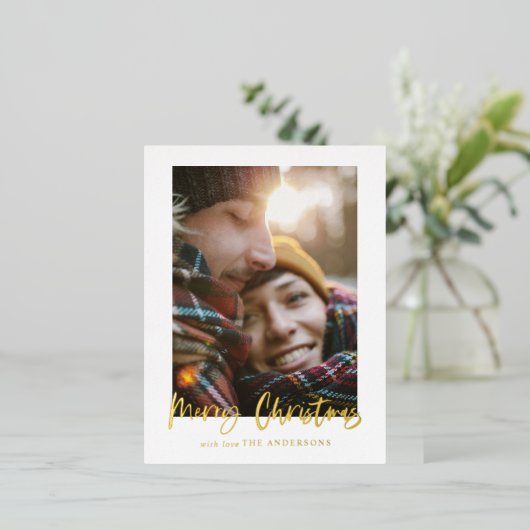 script kerstmis foto folie feestdagen briefkaart (Staand Voorkant)