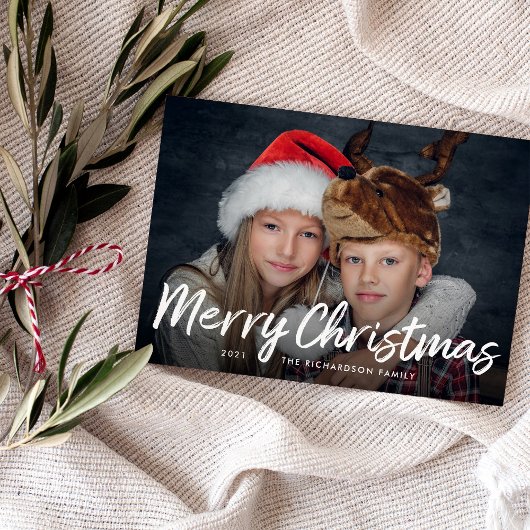 Script Kerstmis | Groen met Foto Feestdagenkaart