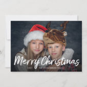 Script Kerstmis | Groen met Foto Feestdagenkaart (Voorkant)